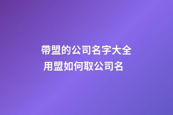 帶盟的公司名字大全 用盟如何取公司名-第1張-公司起名-玄機派
